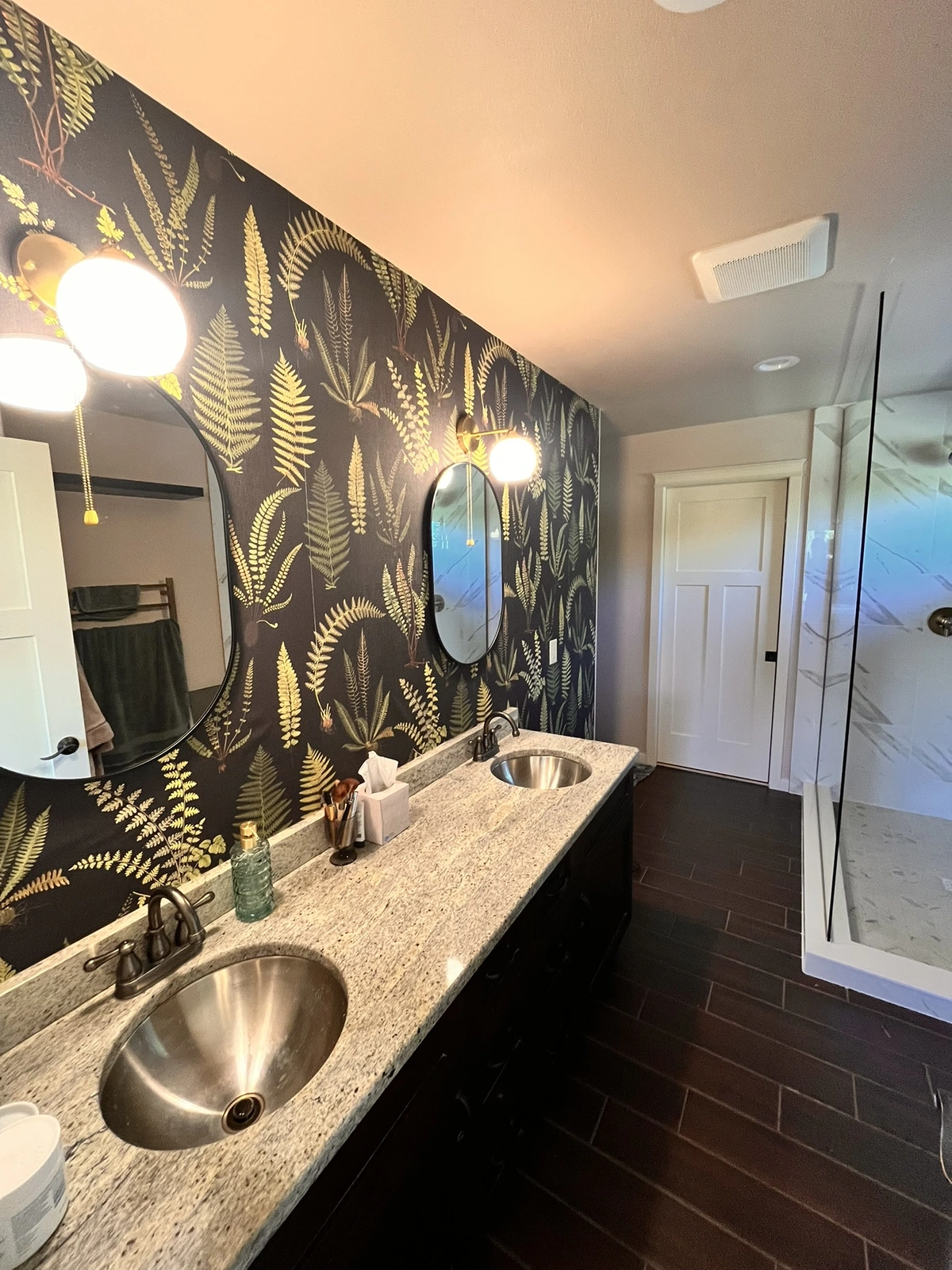 Second view of shower with rocks